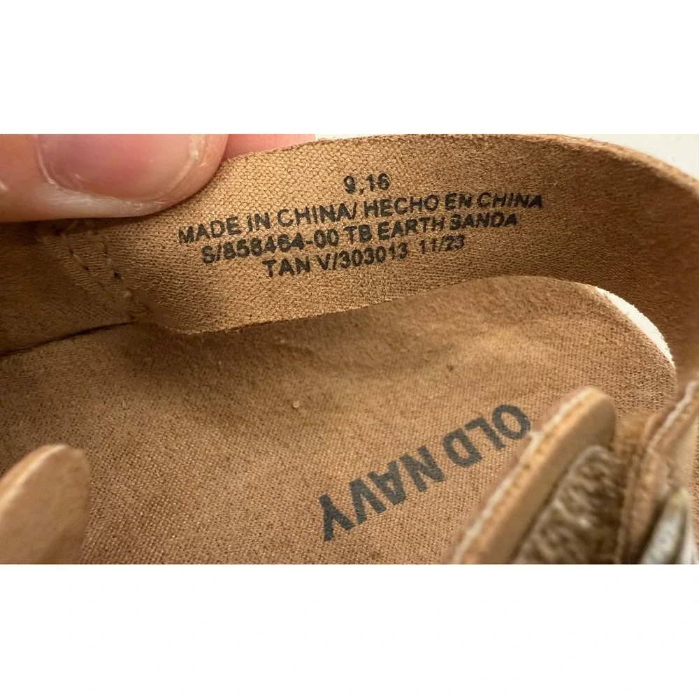 Old Navy Sandals Earth Sanda 9‎ Tan Faux Suede Double Strap Buckle Toddler Shoes